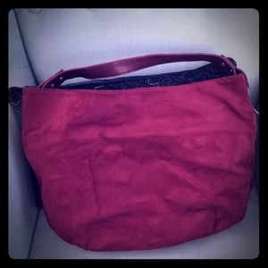 Microsuede Red Hobo Bag